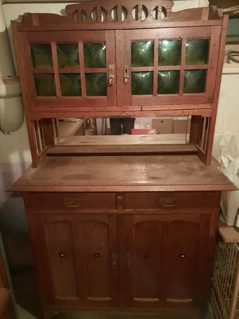 Meuble buffet ancien double corps, 25 à 50 cm, Avec tablette(s), Classique années 50, 100 à 150 cm