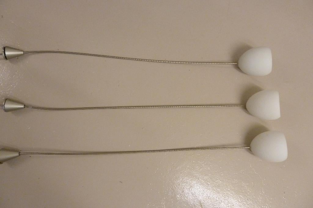 Lot de 3 Lampes Suspension en verre Opale Blanc, Enlèvement, Utilisé, Verre