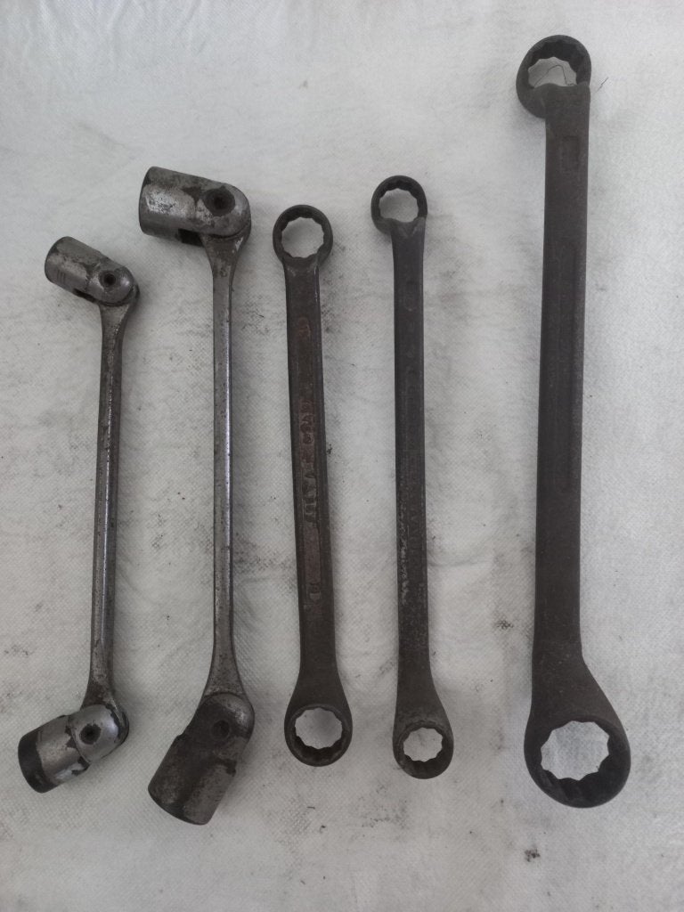 Set metalen pijpsleutels., Doe-het-zelf en Bouw, Gereedschap | Handgereedschap, Gebruikt, Gereedschapsset, Ophalen of Verzenden
