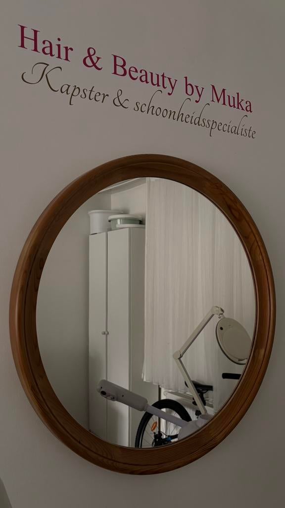 Ronde spiegel modern design, Ophalen, Gebruikt, Minder dan 100 cm, Ovaal