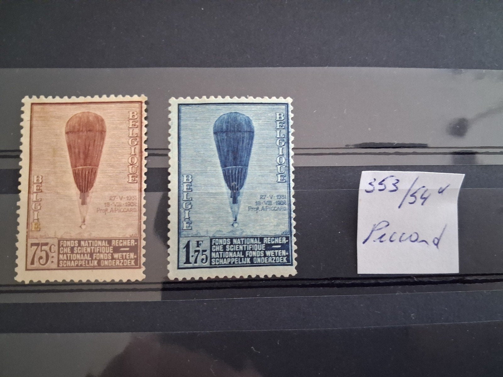België: 353/54* luchtballon Piccard 1932, Verzenden, Orginele gom, Kunst, Zonder stempel
