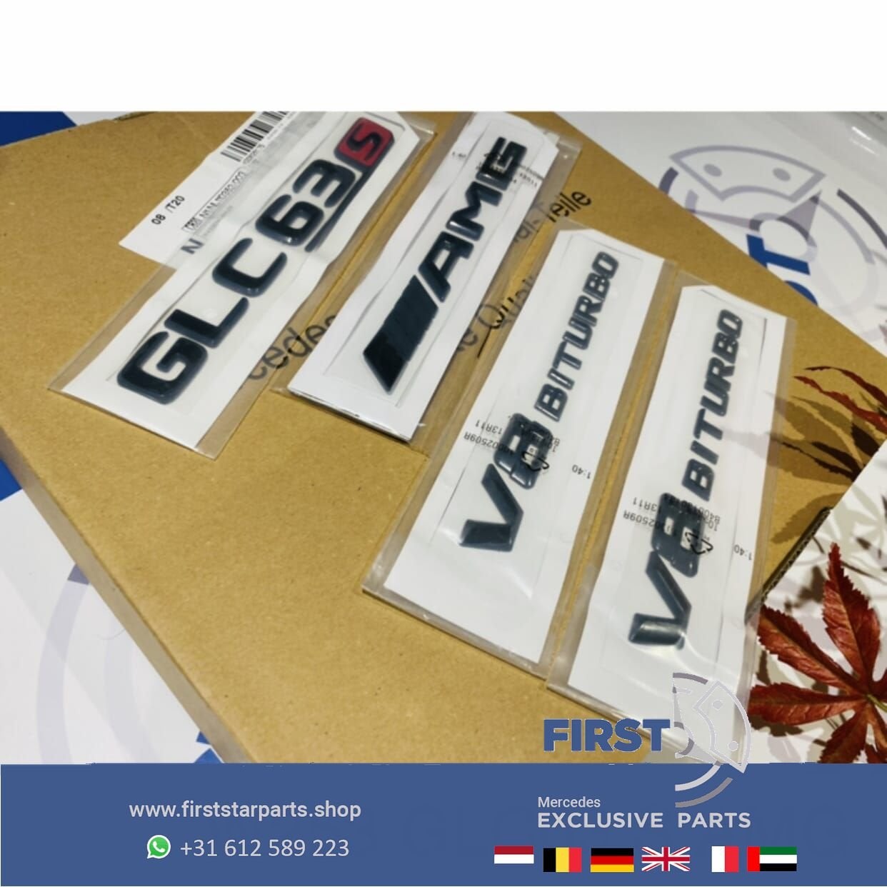 W253 C253 GLC 63 S AMG LOGO SET ZWART EMBLEMEN Mercedes GLC6, Gebruikt, -, Ophalen of Verzenden, -