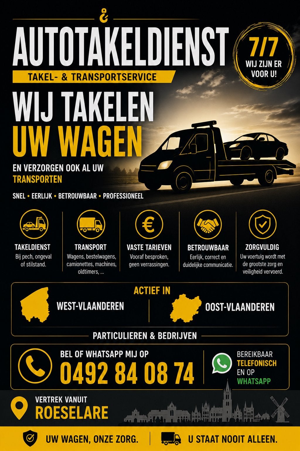 Takeldienst // Depannage // Transport Oost-West Vlaanderen, Diensten en Vakmensen, 24-uursservice, Overige werkzaamheden