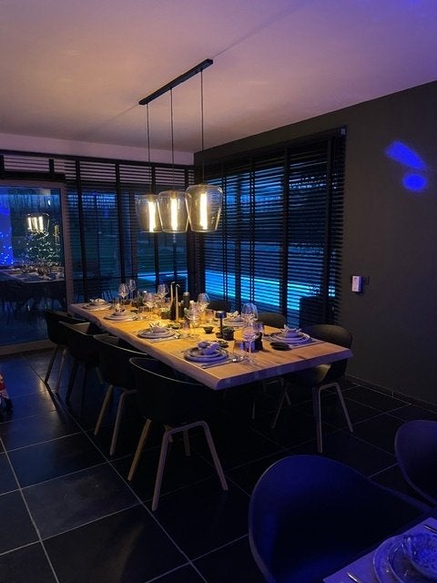 Tafel (massieve eik) 10 personen, Huis en Inrichting, Tafels | Eettafels, Zo goed als nieuw, 100 tot 150 cm, 200 cm of meer, Vijf personen of meer