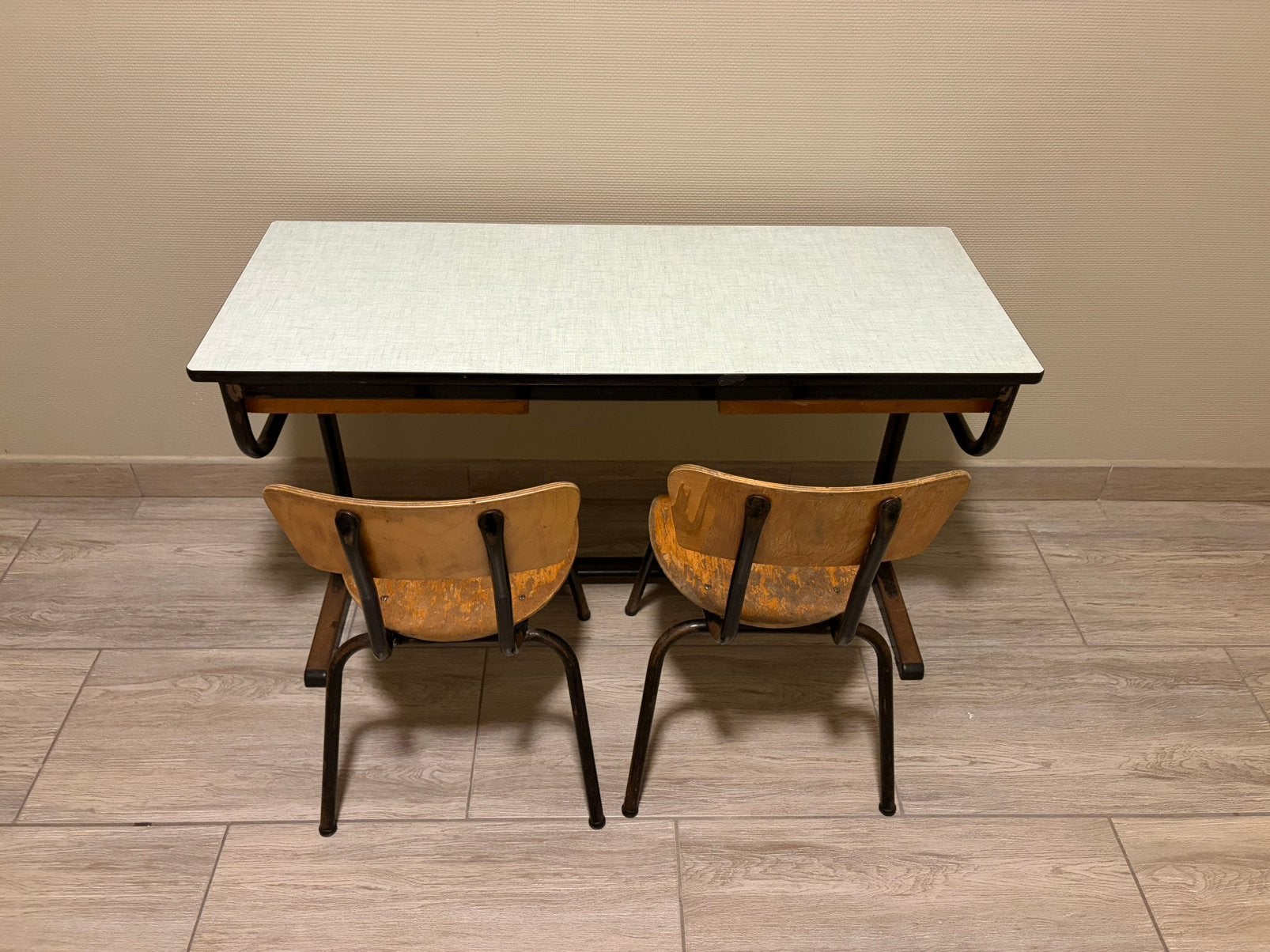 Schoolbank met 2 lades + 2 stoelen, Ophalen, Gebruikt, Tafel(s) en Stoel(en)