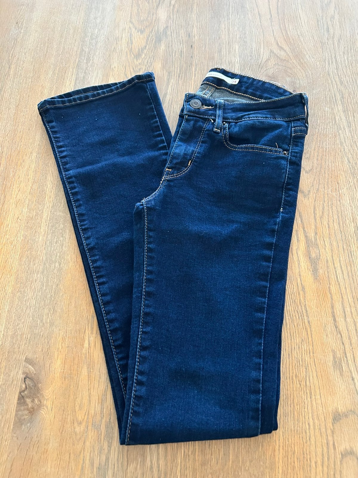 Donkerblauwe stretch jeans Levi 715 Bootcut W24 L32, Enlèvement ou Envoi, Comme neuf, Bleu, W27 (confection 34) ou plus petit