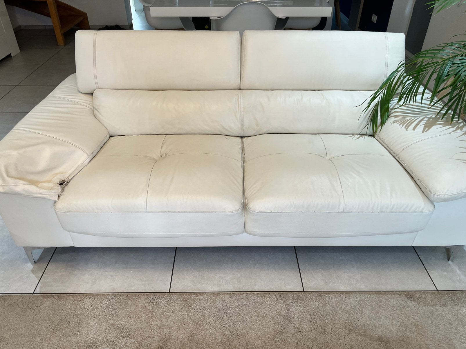 Salon en cuir, Ophalen, Gebruikt, Rechte bank, Leer