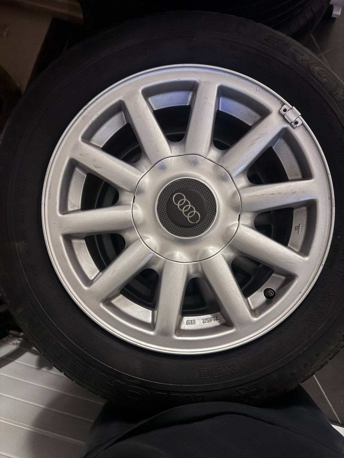 Jantes Audi Speedline 4x108 originales avec pneus, 15 pouces, Pneus et Jantes, 4 Saisons, Enlèvement ou Envoi