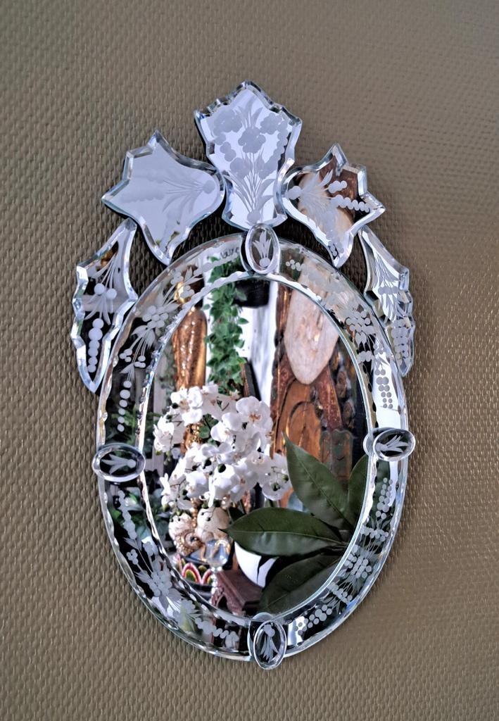 Miroir vénitien verre de Murano vintage, Enlèvement ou Envoi