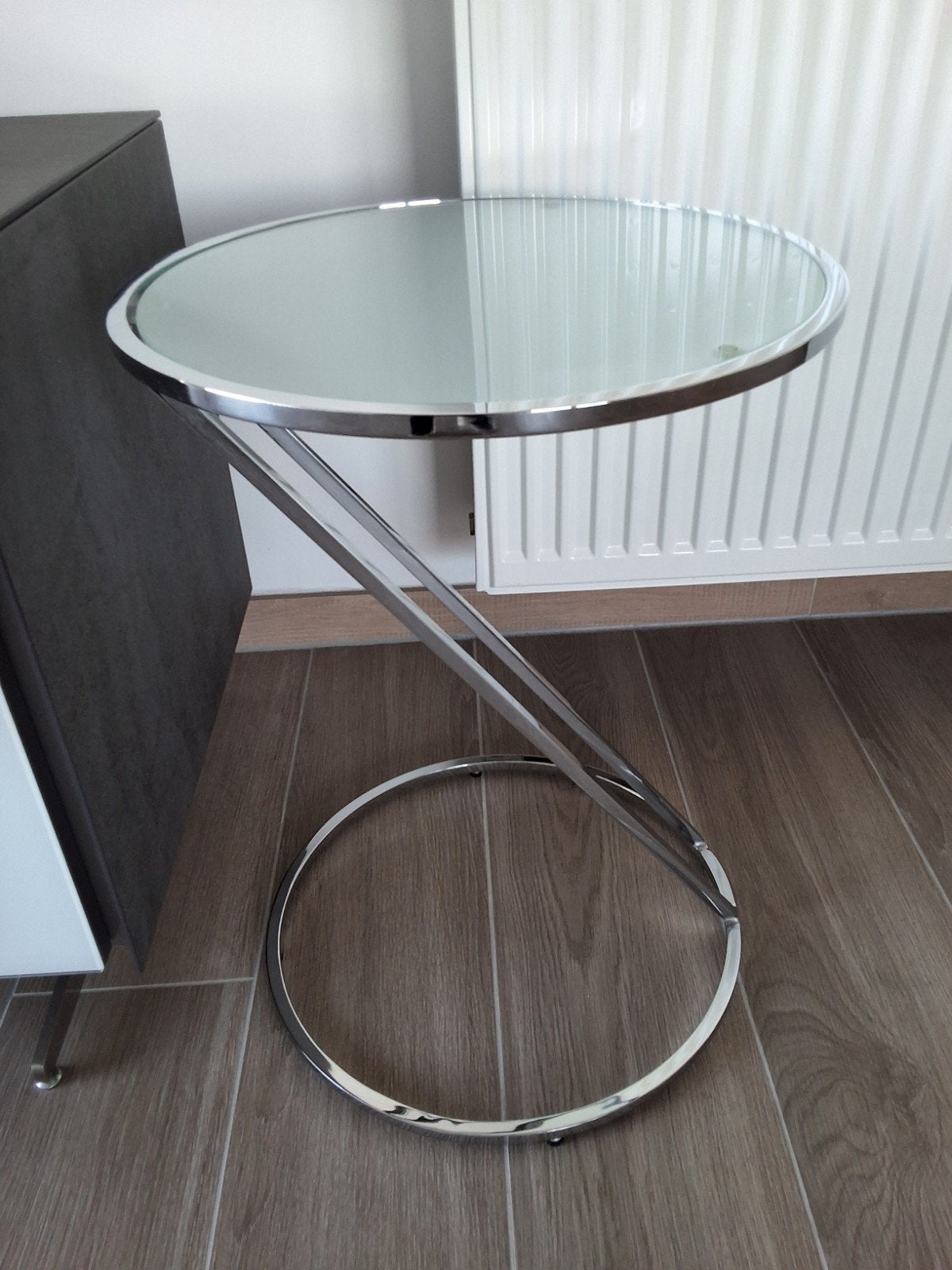 Table d'appoint - Acier chromé avec verre de sécurité, Maison & Meubles, Enlèvement