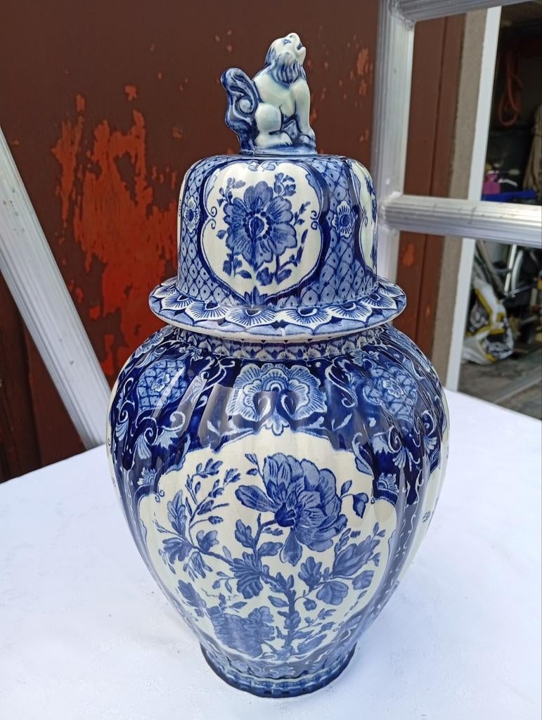 Delfs blauw vaas met deksel, Ophalen of Verzenden