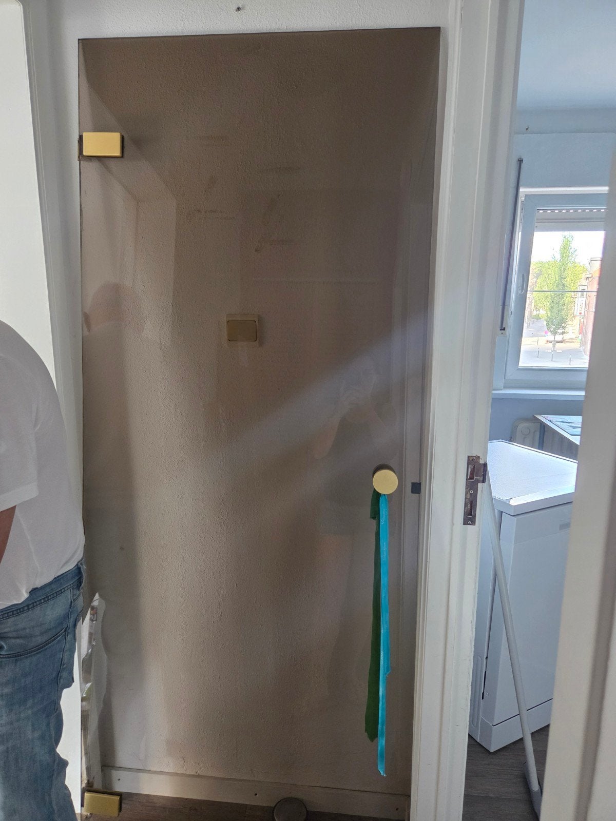 Glazen deur compleet met scharnieren, Doe-het-zelf en Bouw, Deuren en Vliegenramen, Ophalen