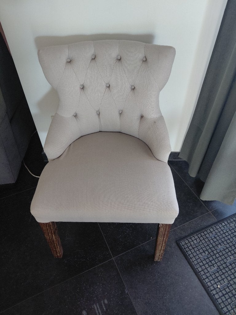 Mooie landelijke stoffen stoelen, Huis en Inrichting, Ophalen, Gebruikt, Wit, Vier