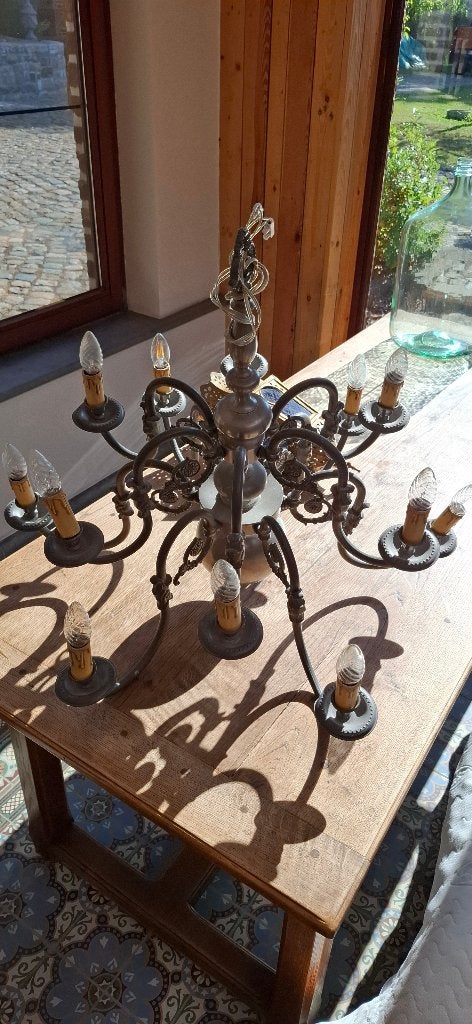 kroonluchter / luchter / lantaarn / verlichting, Huis en Inrichting, Lampen | Kroonluchters, Ophalen, Gebruikt, Metaal, Barok