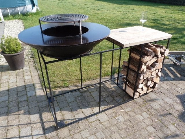 Grote plancha (diameter 100cm) - op maat gemaakt designframe, Ophalen, Gebruikt