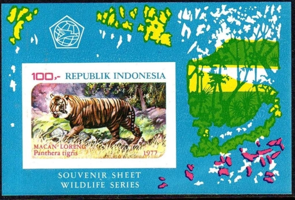 INDONESIË 1977 Tijger – Dierenbescherming Blokje, Ongetand,, Verzenden, Postfris, Dier of Natuur