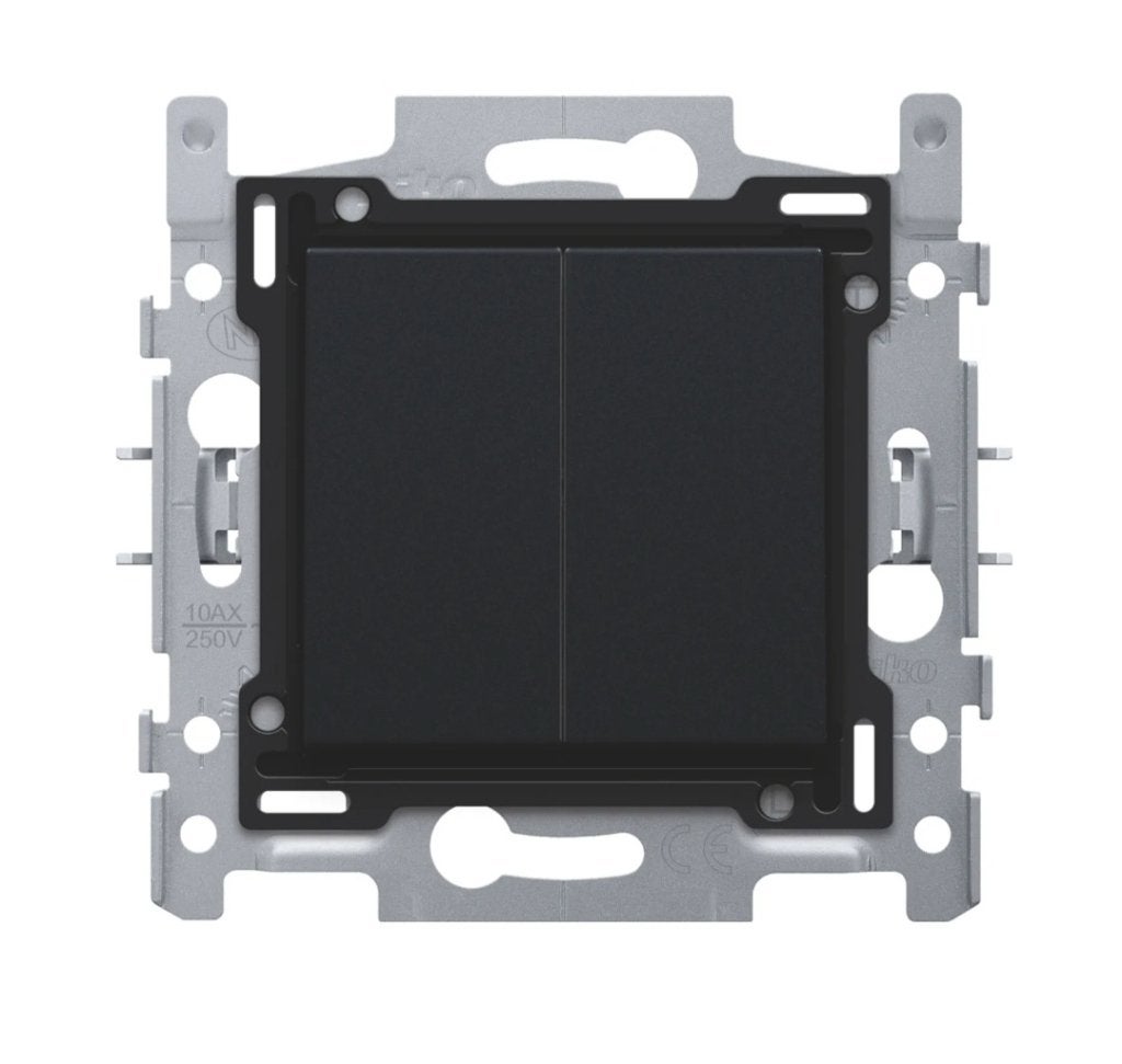 Niko dubbele lichtknop Intense Matt Black 250V 2x. Nieuw, Doe-het-zelf en Bouw, Ophalen of Verzenden