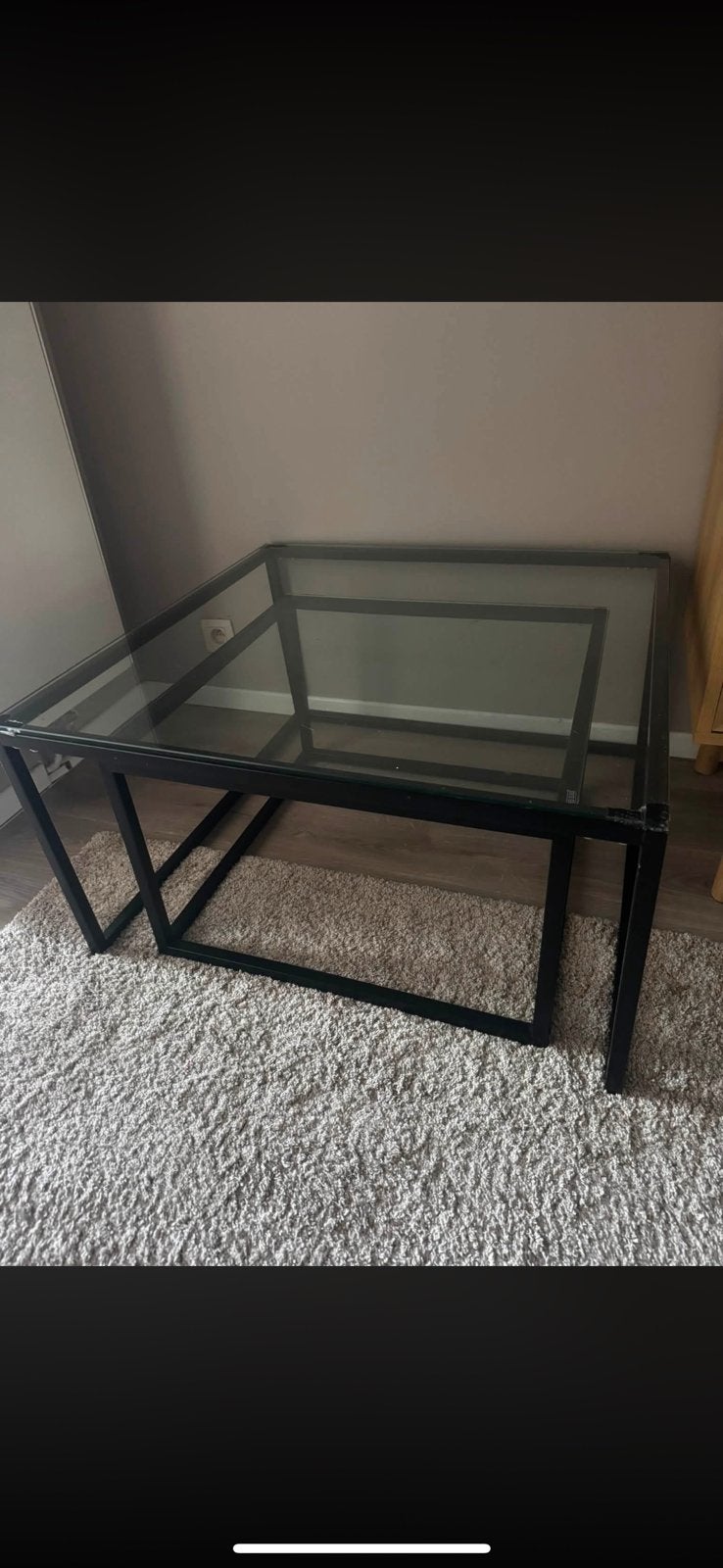 Set de 2 tables basses, Maison & Meubles, Tables | Tables de salon, Enlèvement, Utilisé, Carré, Verre