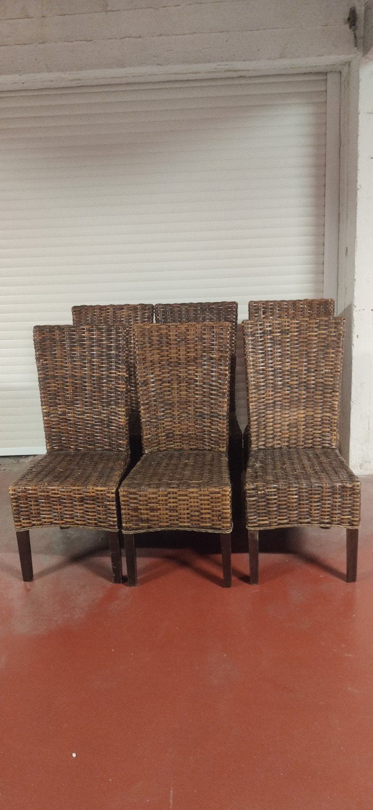 6 stoelen, Ophalen, Gebruikt, Bruin, Riet of Rotan