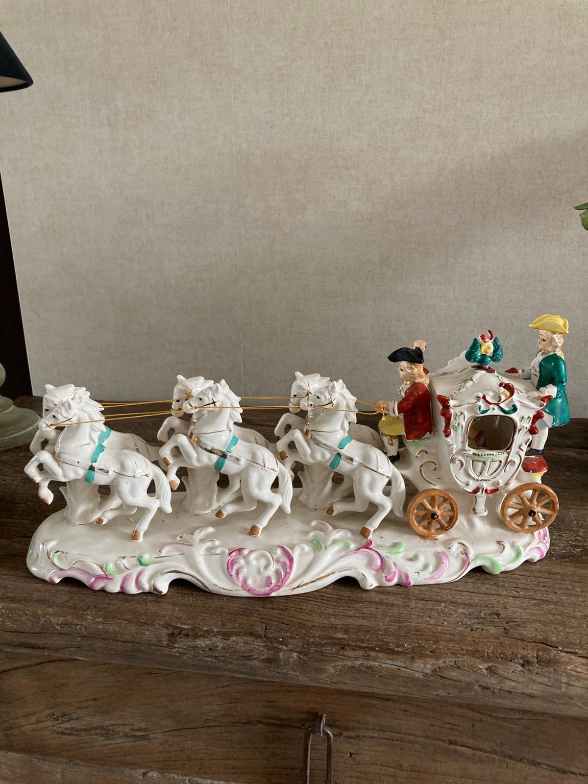 Prachtige antieke stijl porseleinen koets met 6 paarden, Antiek en Kunst, Ophalen of Verzenden