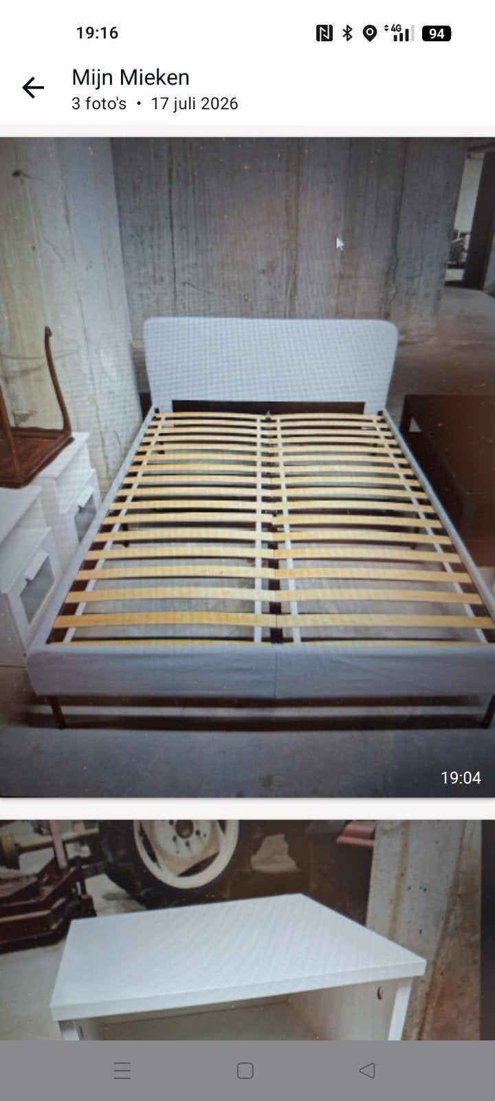 bed,2nachtkastjes en salontafel, Ophalen
