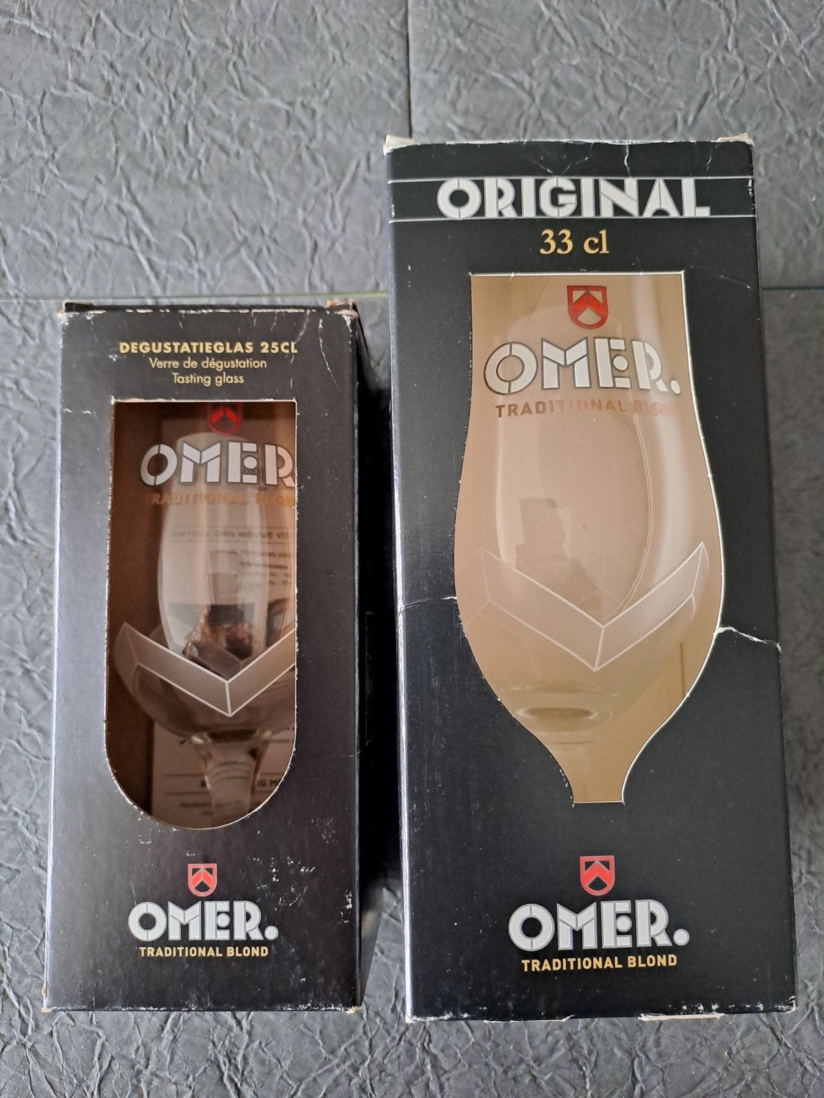 2 Omer glazen Original 33cl en 25cl, Verzamelen, Ophalen of Verzenden