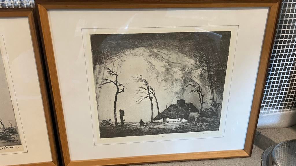 2 gravures originales Dirk Baksteen 1952, Enlèvement ou Envoi