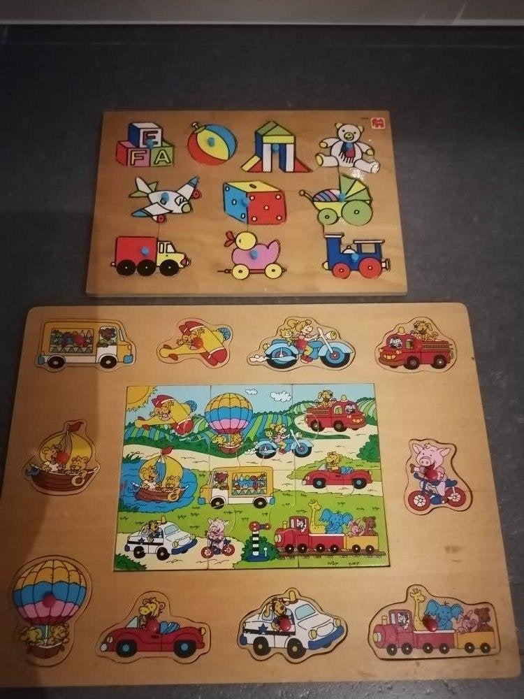 4 diverse houten puzzels en puzzeldozen, Ophalen, Zo goed als nieuw, Overige typen