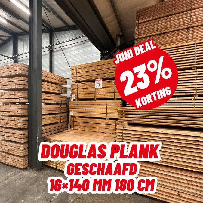 JUNI DEAL!! Douglas plank 16x140 mm 180 cm, Ophalen, Nieuw, 180 tot 250 cm, Planken