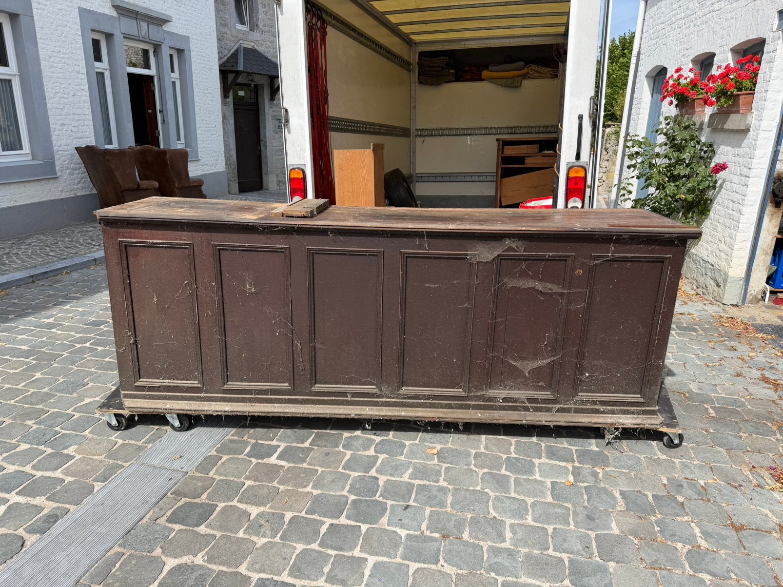 Ancien comptoir de pharmacie en chene, Enlèvement