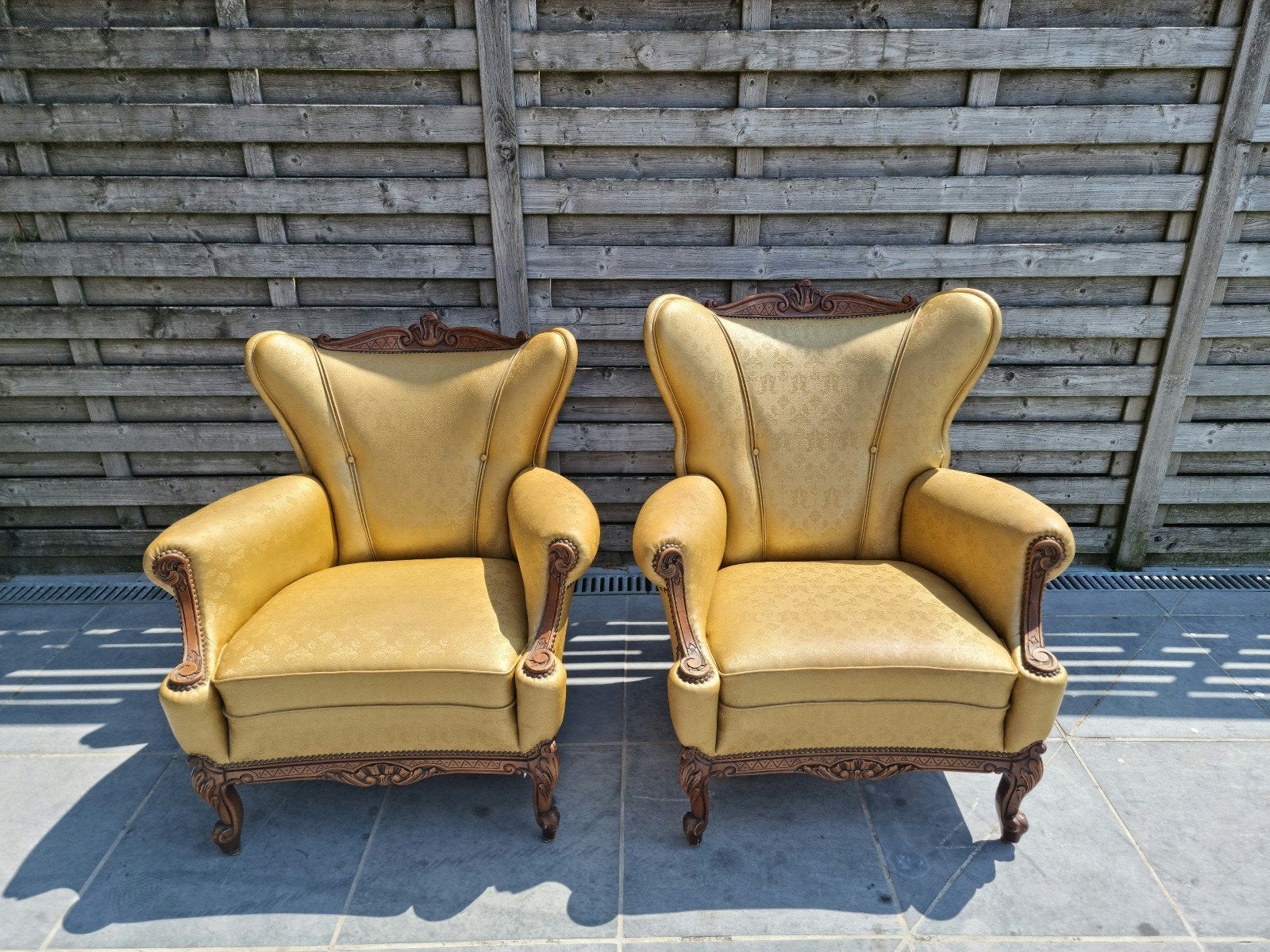 Set van 2 antieke fauteuils Louis XV stijl, Ophalen, Gebruikt