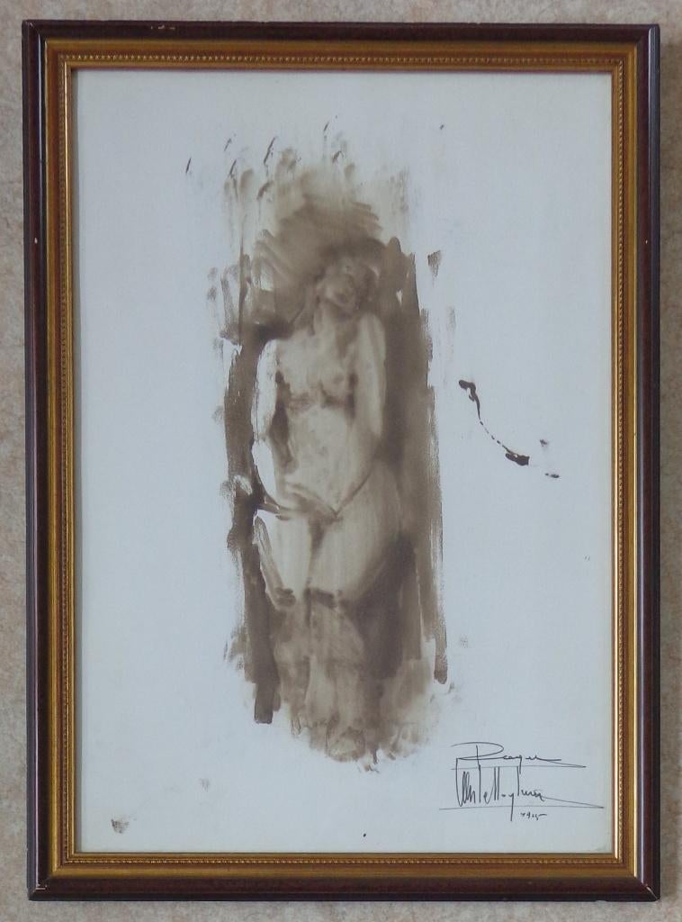 ROGER VAN BELLEGHEM / NAAKTE VROUW / ORIGINEEL / 55x40cm, Enlèvement ou Envoi