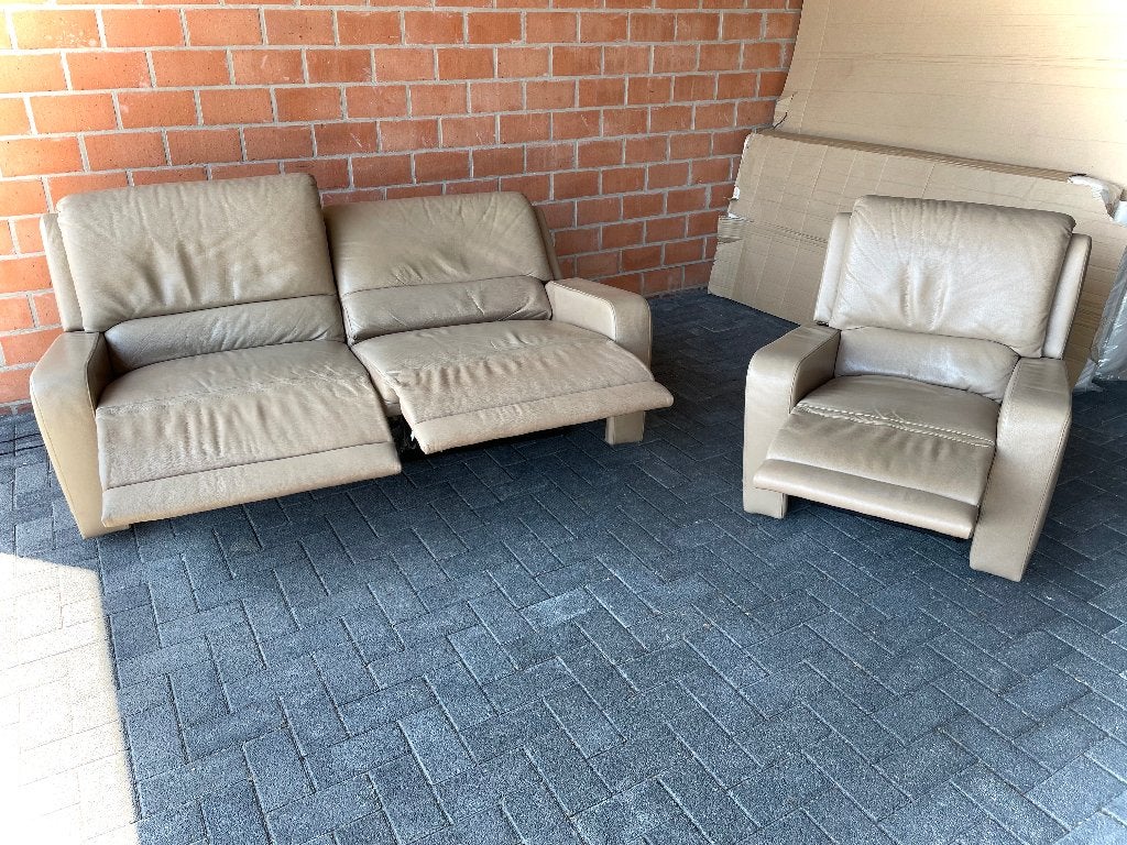 Leder salon met relaxen / NIEUWSTAAT, Ophalen, Zo goed als nieuw, Leer