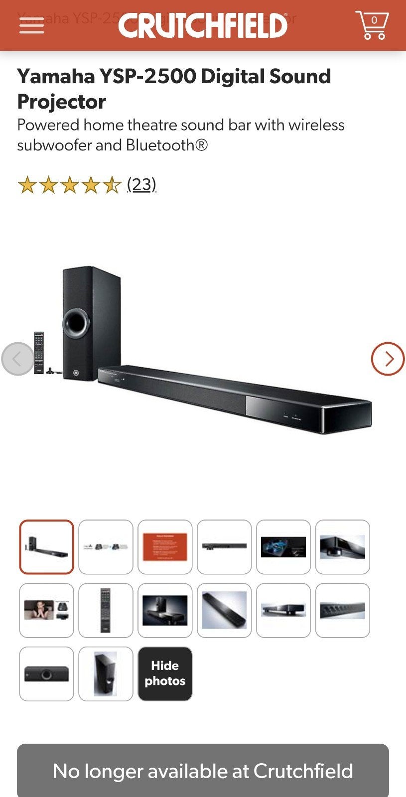 Barre de son YSP-2500 exceptionnel plus subwoofer sans fil, Enlèvement, Comme neuf