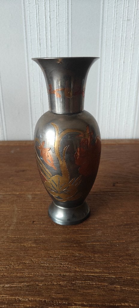 Vase asiatique vintage - Métal mixte (Bohème), Antiquités & Art, Enlèvement ou Envoi