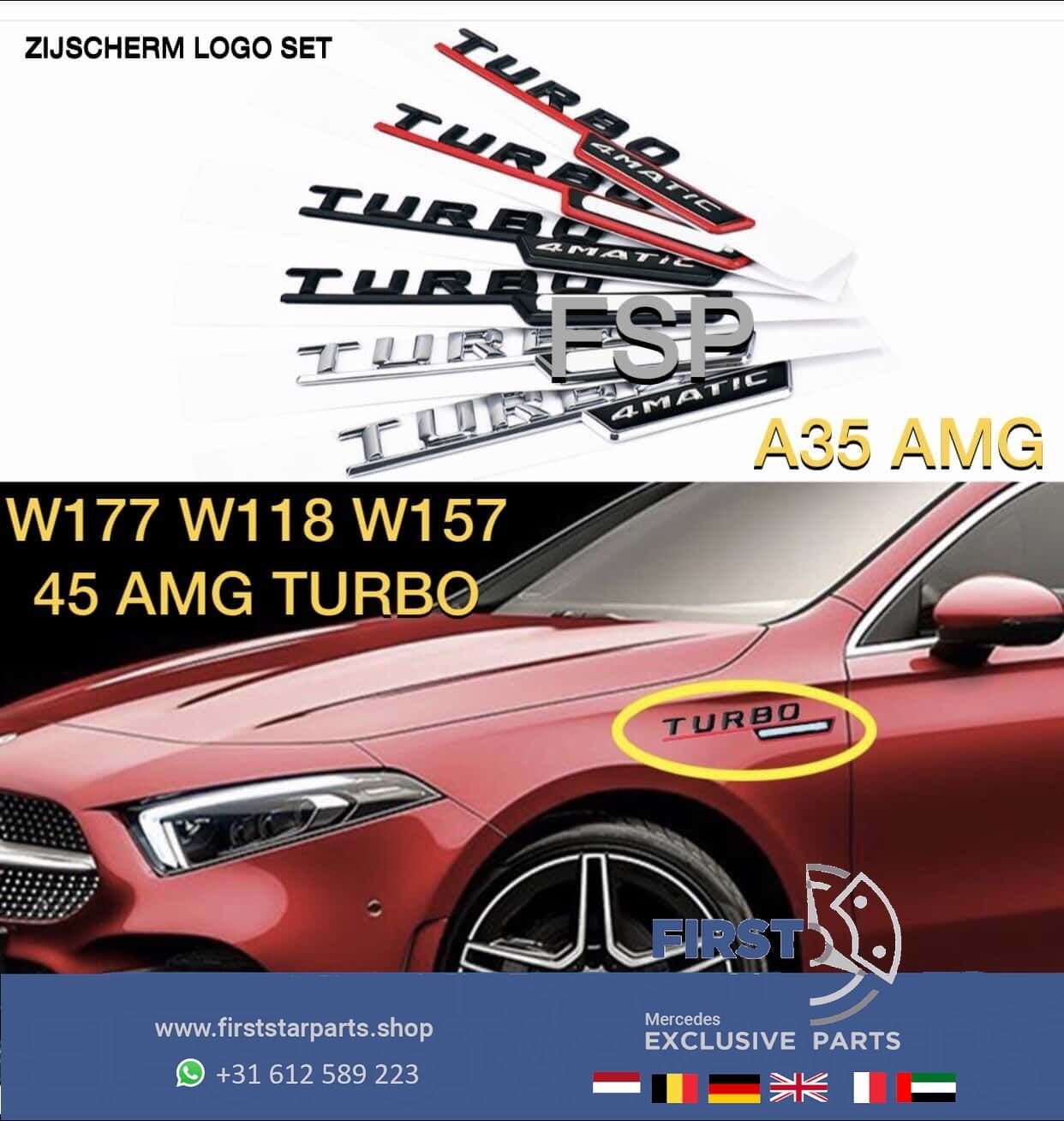 Mercedes A CLA GLA 4 MATIC 35 45 AMG EMBLEMEN SET LOGO LINKS, Utilisé, -, -, Enlèvement ou Envoi