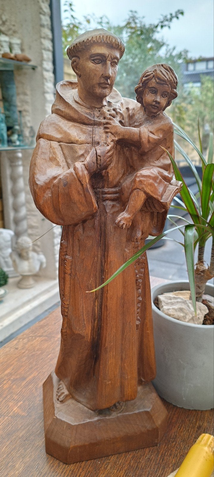 antiek hout beeld st.Antonius, Antiek en Kunst, Antiek | Religieuze voorwerpen, Ophalen of Verzenden