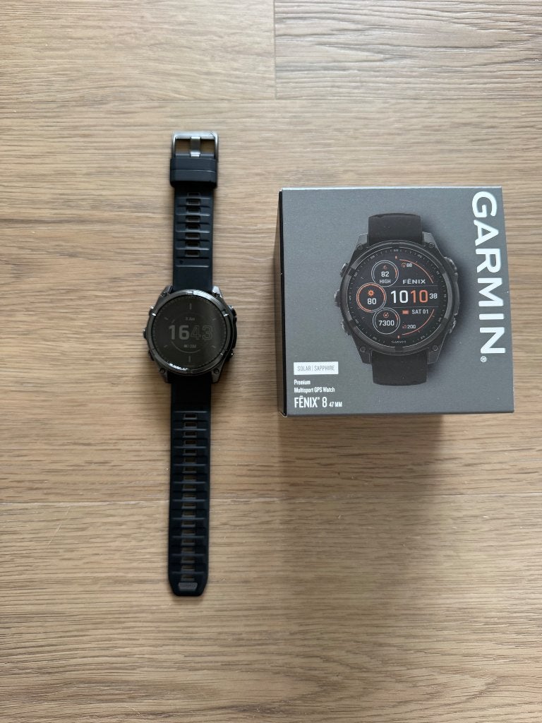 Garmin fenix 8 sapphire solar 47mm, Handtassen en Accessoires, Sporthorloges, Nieuw, Zwart, Afstand, Calorieverbanding, Conditie