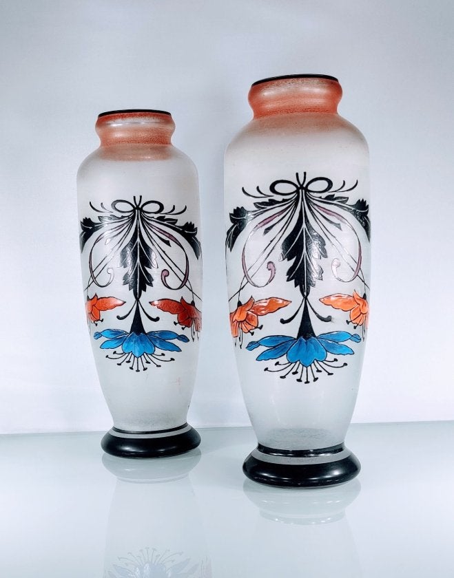 Ensemble de vases art déco émaillés - signés (2), Antiquités & Art, Enlèvement ou Envoi