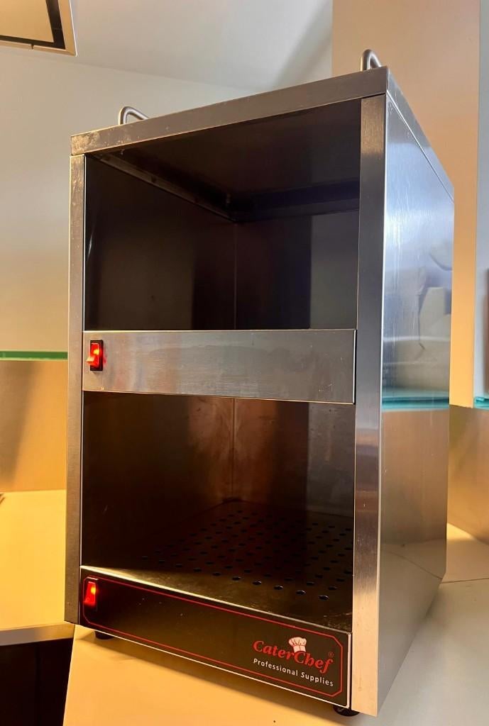 NIEUWE PRIJS Kopjes/borden verwarmer Caterchef - bijna nieuw, Ophalen, Gebruikt, Inox Meubilair