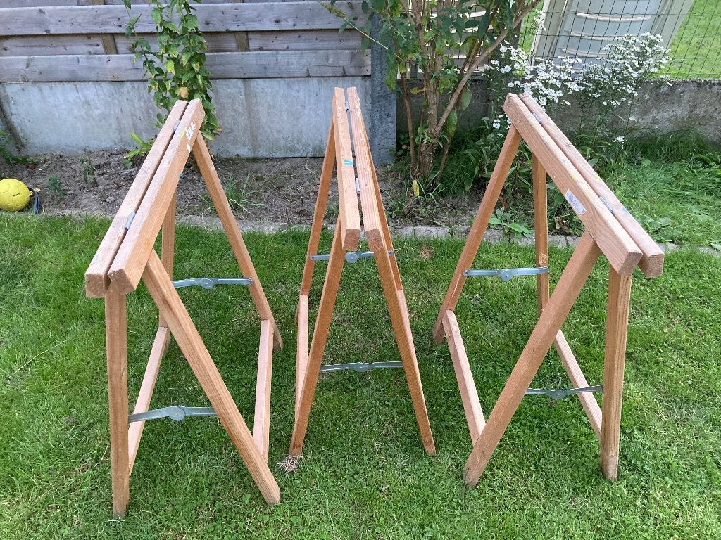 Set van 3 houten schragen, Ophalen, Gebruikt