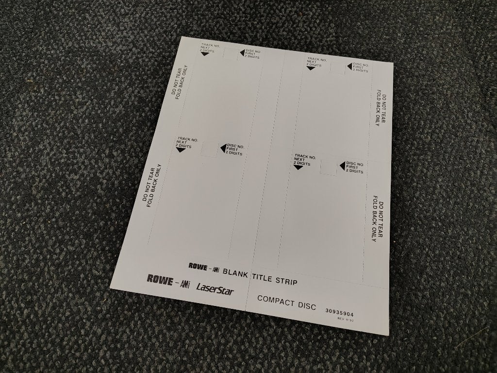 1x Titelkaart Rowe-AMi CD-100/ Laserstar (Div) jukebox, Verzamelen, Verzenden, Ami