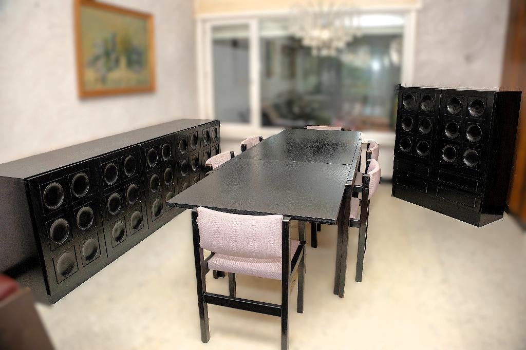 Originele vintage eetkamer '70 – brutalistische stijl, Enlèvement, Comme neuf, Brutalisme, 4 à 6 chaises