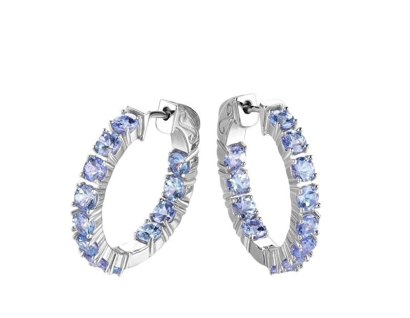 Natuurlijke Tanzaniet Oorbellen – 4,3 Karaat – 925 Zilver, Blauw, Nieuw, Ophalen of Verzenden, Met edelsteen
