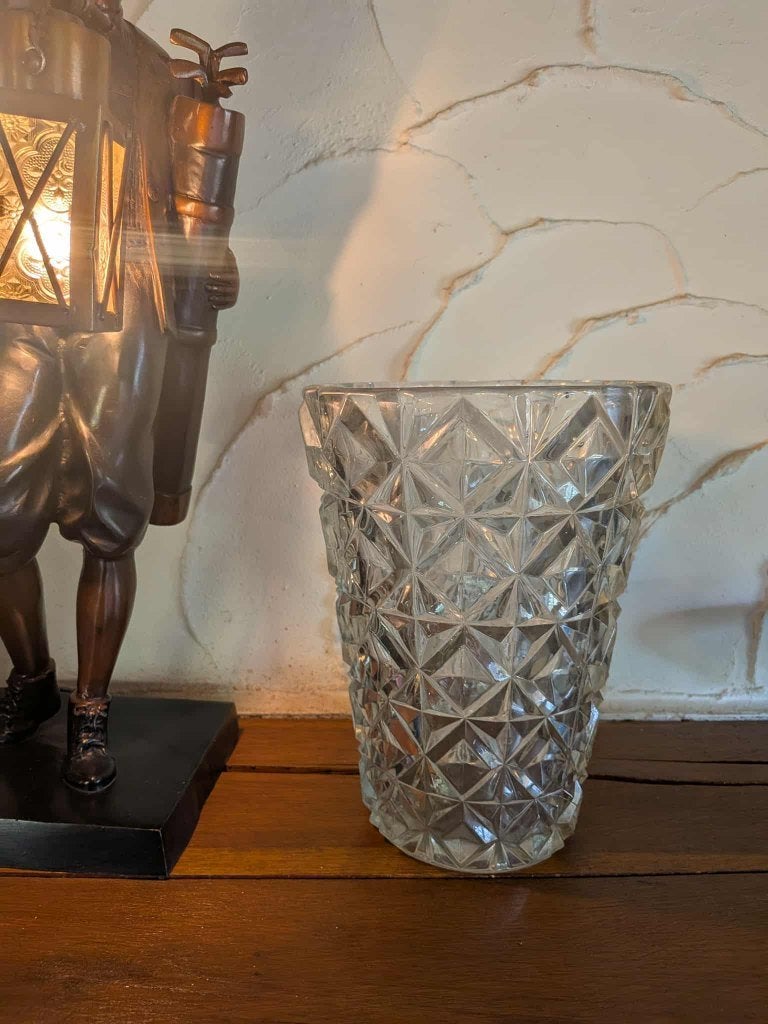 Vase vintage en verre pressé 1960, Antiquités & Art, Enlèvement