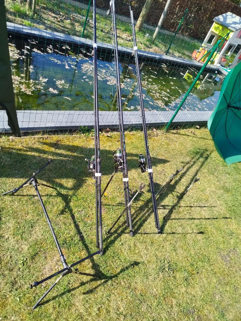 Karpergerief, karperstokken, biepers, kleine rodpod,..., Watersport en Boten, Hengelsport | Karpervissen, Ophalen, Molen