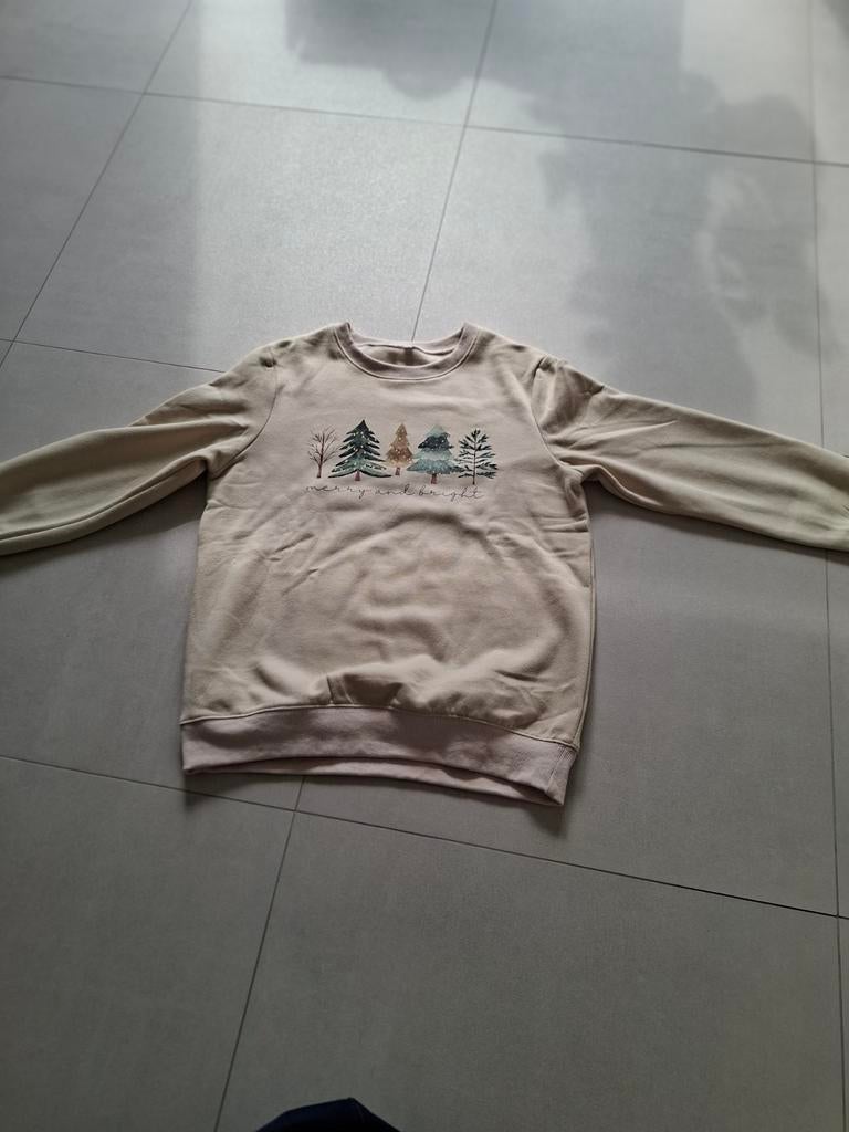 Vêtements, pull de Noël, couleur beche, sapins de Noël verts, Geen merk, Enlèvement, Comme neuf