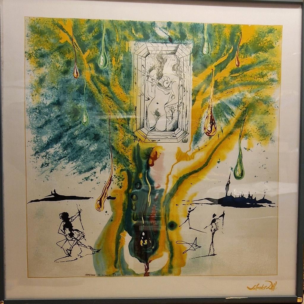 Salvador Dali -  La table d'Emeraude - Sérigraphie sur soie, Enlèvement