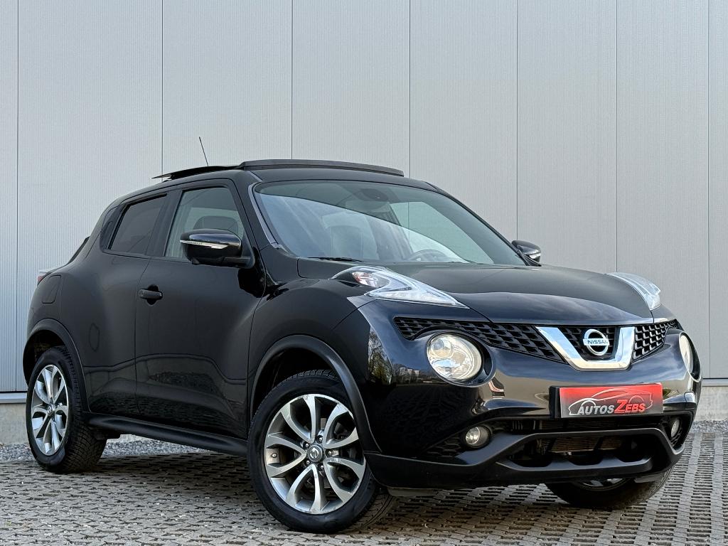 Nissan Juke 1.2 DIG-T 2WD Opendak 360Camera Keyless DodeH, Auto's, Nissan, Voorwielaandrijving, 4 cilinders, Zwart, Leder