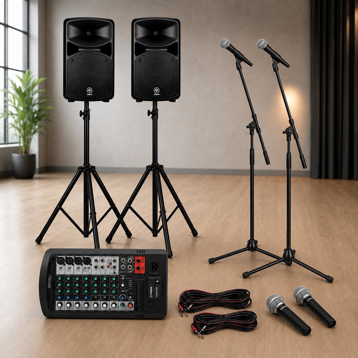 TE HUUR – Complete geluidsinstallatie + 2 micro’s– €89/dag, Ophalen, Zo goed als nieuw, Gitaar